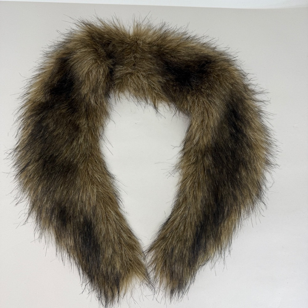 Brown Fur Detachable Coat Collar Trim with Satin Lining and Elastic Loops